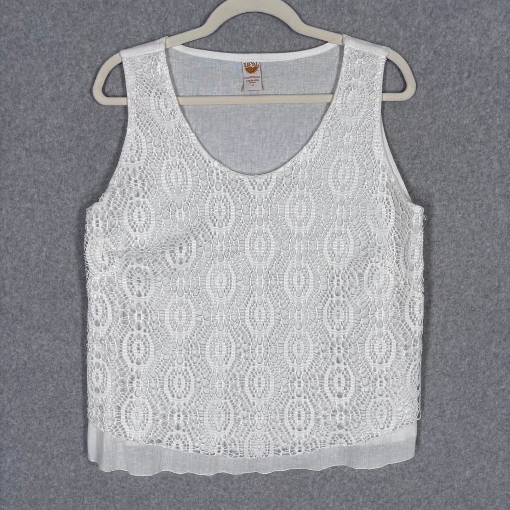 Crochet Lace‎ Cami Tank Top Medium White Coquette Minimalist Feminine Resort